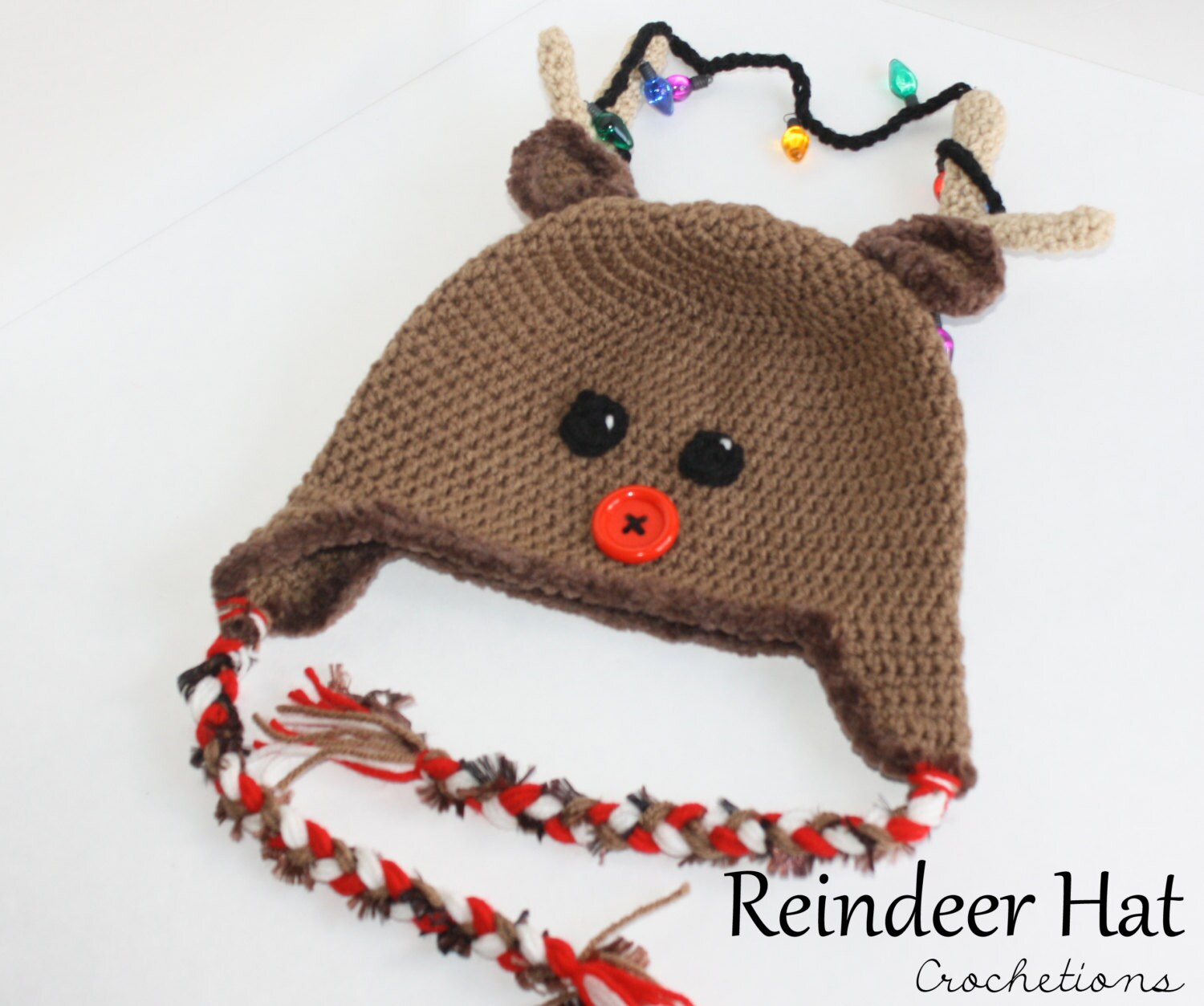reindeer with christmas lights christmas hat christmas gift reindeer with christmas lights christmas hat christmas gift