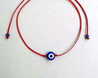 Red string evil eye bracelet Blue evil eye Simple bracelet Minimalist Lucky bracelet Unisex Adjustable Stacking spiritual Buddhist Kabbalah