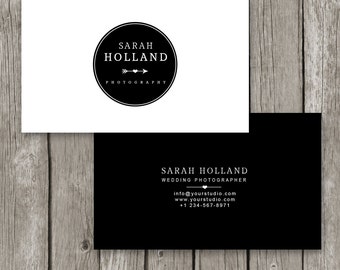 Photoshop Business Card Template - Black & White Logo Business Card for Photographers - Masculine Business Card -Photography Template - BC15