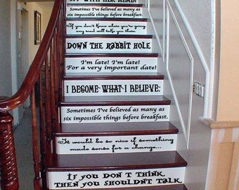 Alice In Wonderland Inspired Quote Set Wall or Stairs Decal