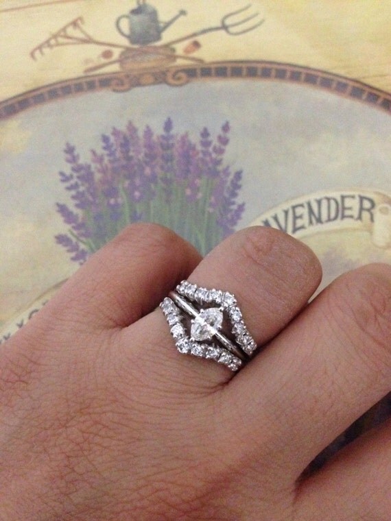 SALE 14K VS2 Marquise Solitaire Diamond Ring With Enhancer