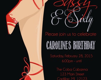 Red Shoe 60th Birthday Invitation • Women's Sassy & Sixty Birthday Invitation