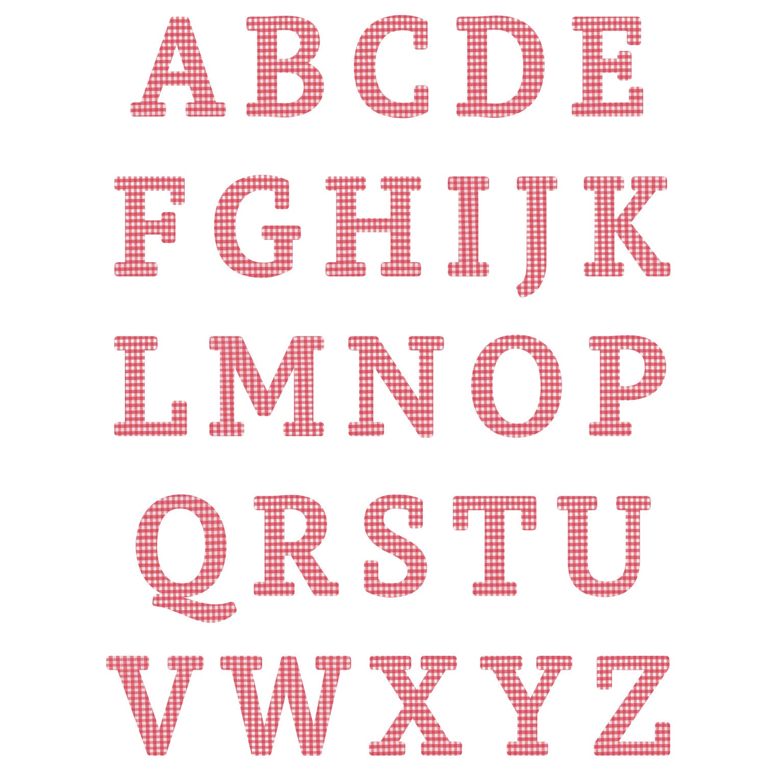 Red Gingham Alphabet Downloadable Individual Letters
