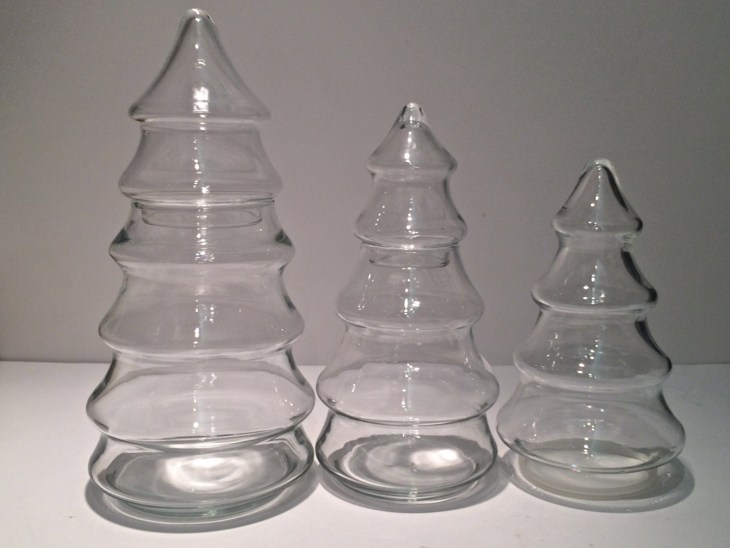 Set of 3 Clear Glass Vintage Christmas Tree by RedmoreDesignStudio