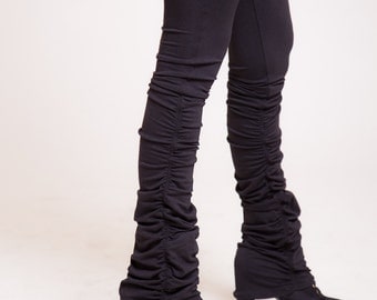 Black ruffle leggings, yoga pants, womens pants sizes : XS / S / M / L / Xl