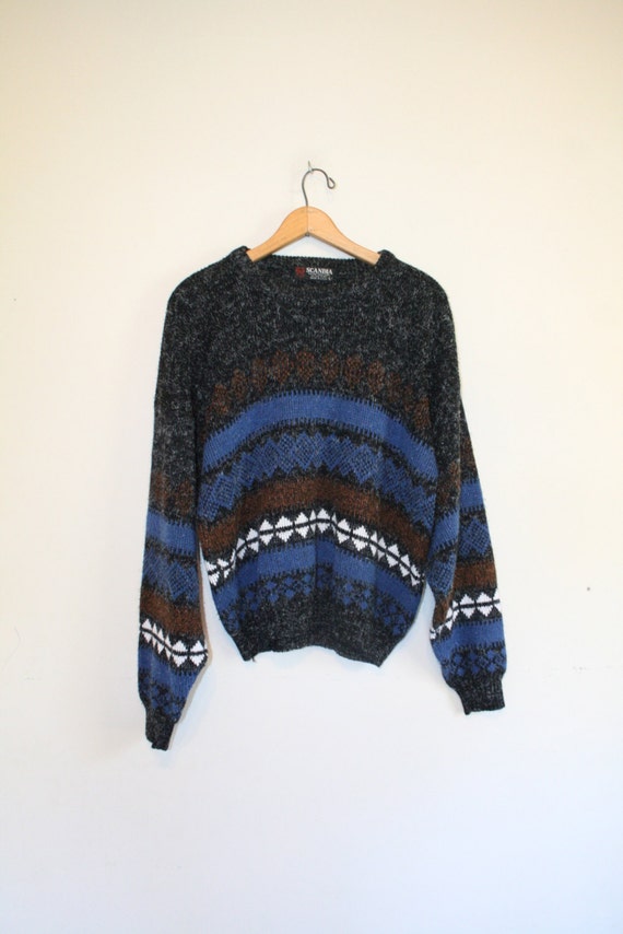 DARK STRIPED SWEATER  size large  90s  pullover  stripes ...