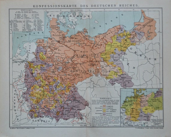 Religious belief map in Germany at the beginning of the 20th