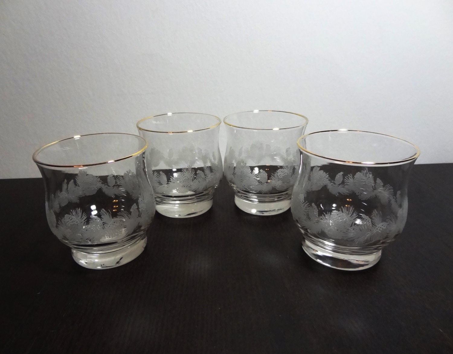 Vintage Set Of 4 Libbey Christmas Holiday 8oz Juice Lowball Bar 