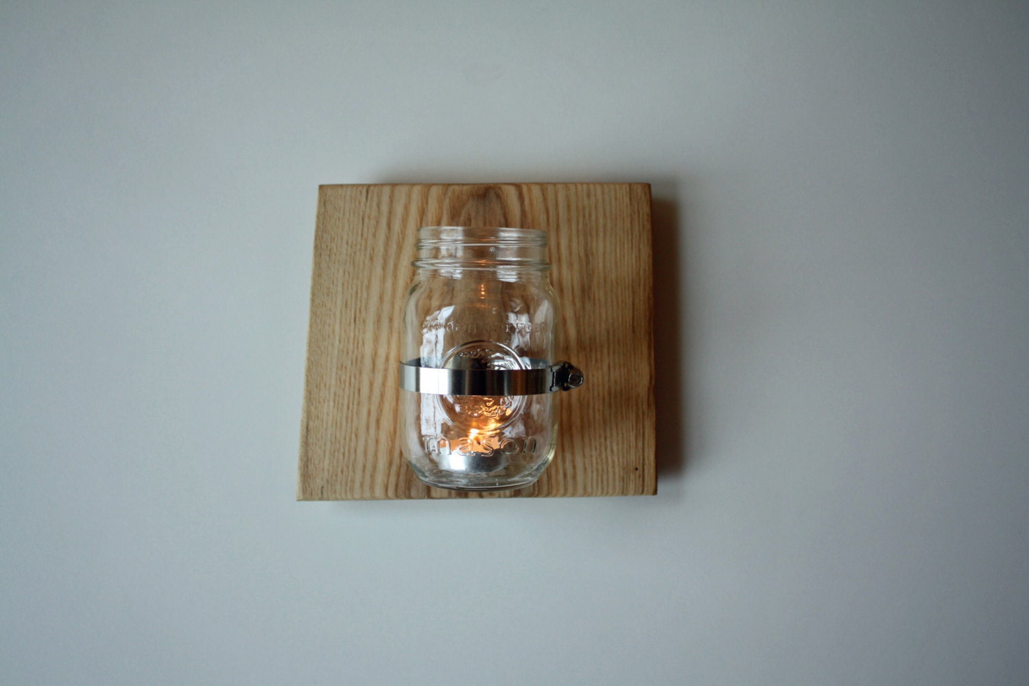 Wall Mounted Mason Jar 2 Sconce Candle Holder Vase or
