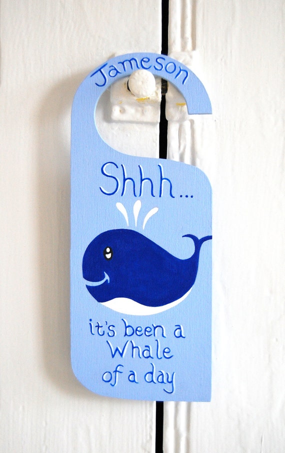 Whale door hanger Personalised door sign Whale by LittleTrunkArt