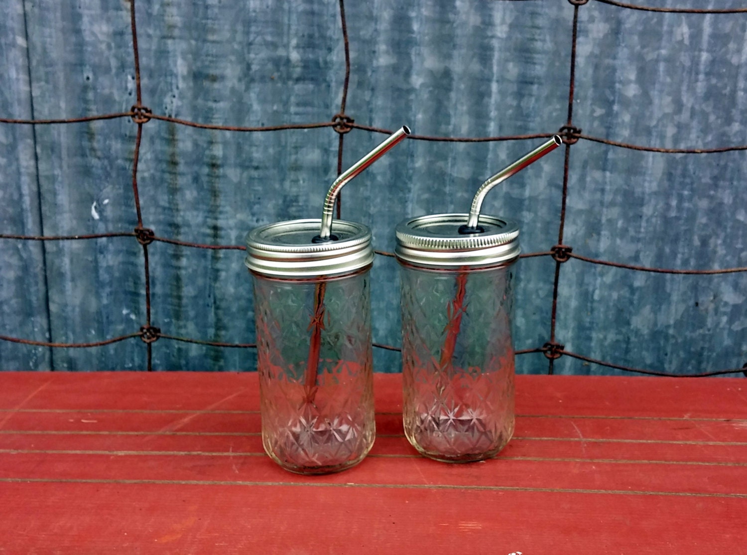 Mason Jar Tumbler & Stainless Steel Straw 12oz To Go 12 oz