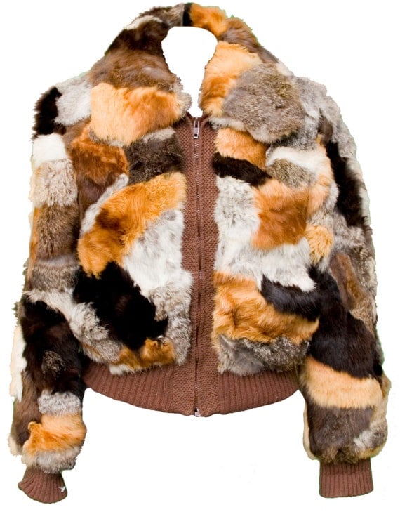 S Large Rabbit Fur Coat Jacket Cropped By Topangahiddent