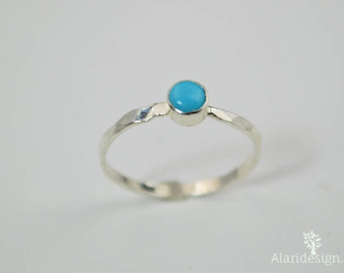 Small Silver Turquoise Ring, Pure Silver Turquoise Ring, Natural Turquoise Ring, Mothers Ring, Turquoise Jewelry, December Birthstone Ring