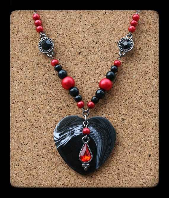 Items similar to Free Shipping - BLACK HEART & Blood Red Tear drop ...