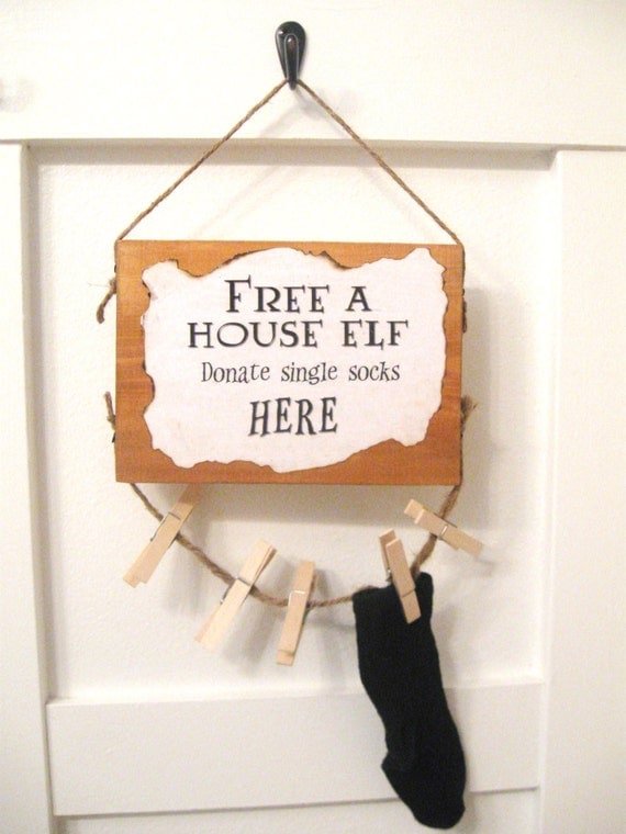 House Elf (Dobby) Laundry Room Sign--A fun place to store those single socks