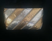 Vintage 80's bag by Marlo two toned chain mesh clutch bag zippered bag and magnetic clasp two compartments