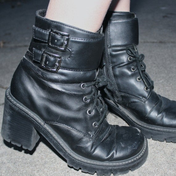 90's 'No Boundaries' Chunky Combat Boot by FLUCTfashion on Etsy