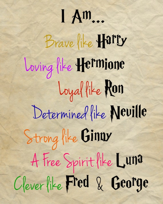 Items similar to Harry Potter character traits instant download art ...