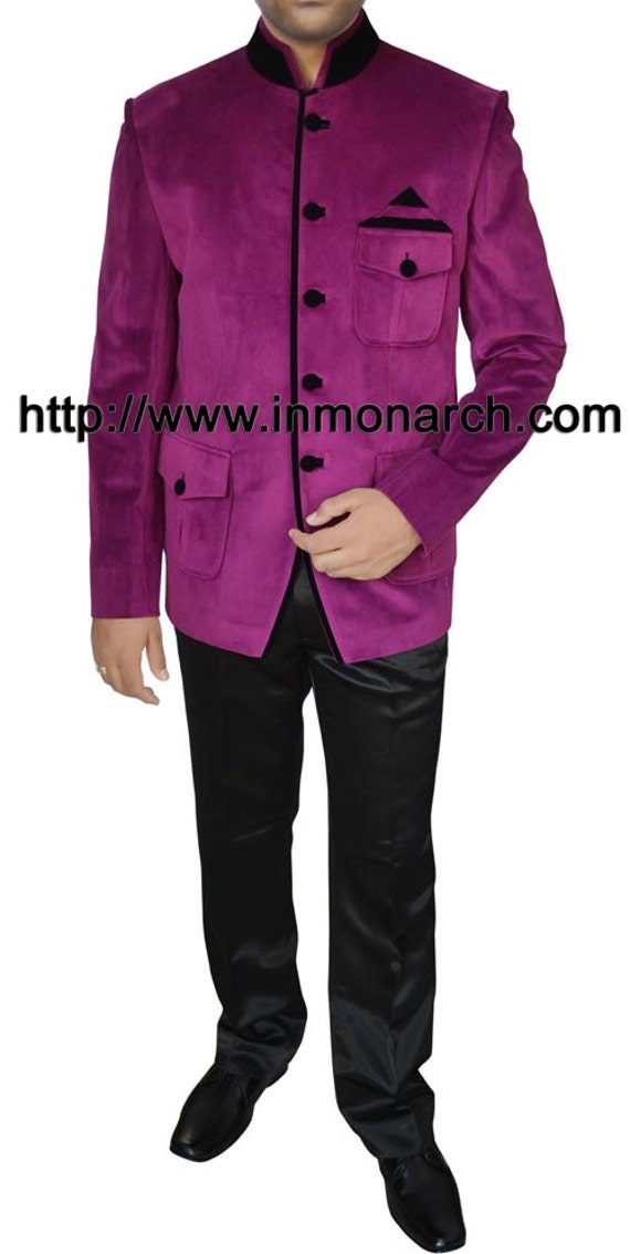 magenta suit for groom