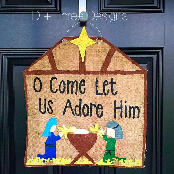 Nativity O Come Let Us Adore Him Christmas by DPlusThreeDesigns