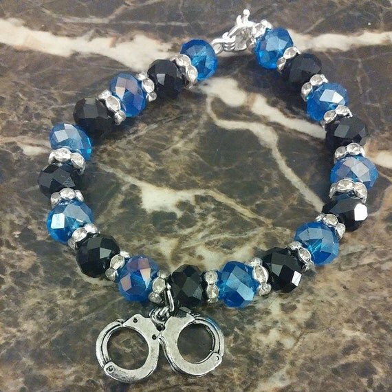 Thin Blue Line Police Bracelet by on Etsy