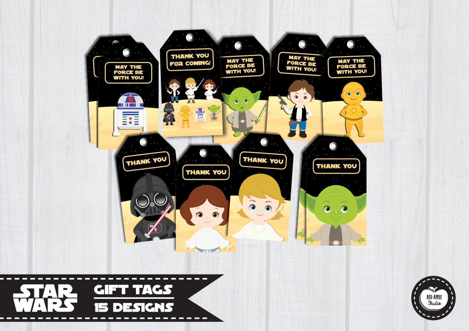 15x star wars tags gift tags favor tags birthday by