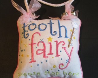 Pink Tooth Fairy Pillow with Pocket, Girl's Tooth Pillow, Not Personalized