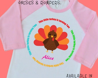 This Little Turkey is Turning Two. Personalized T Shirt Raglan Onesie ...
