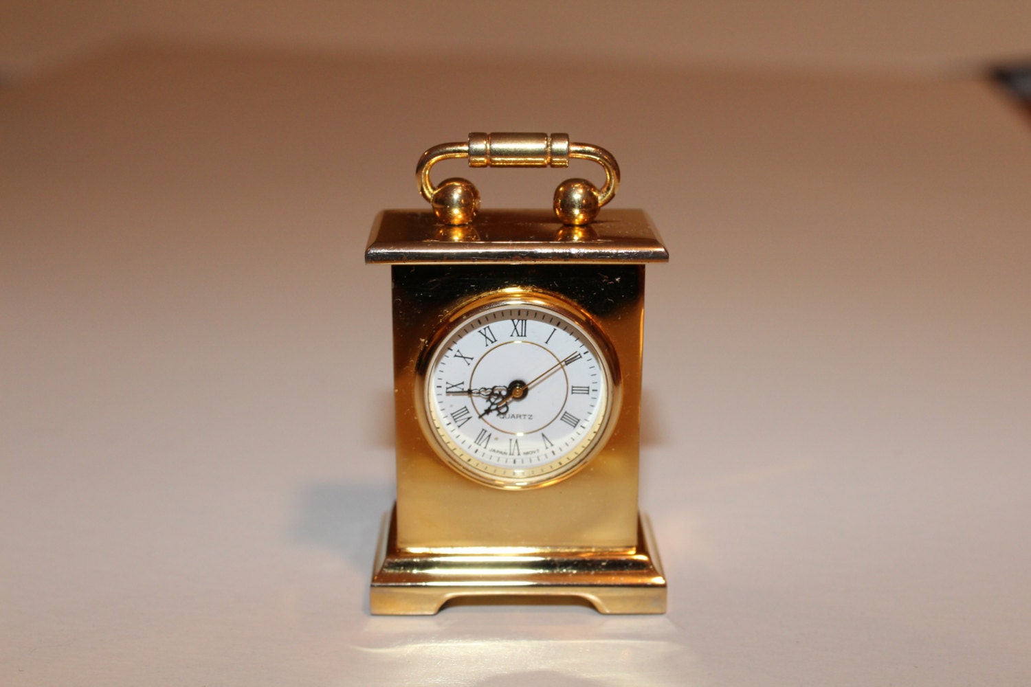 VTG Gold Plated Brass Miniature Carriage Clock