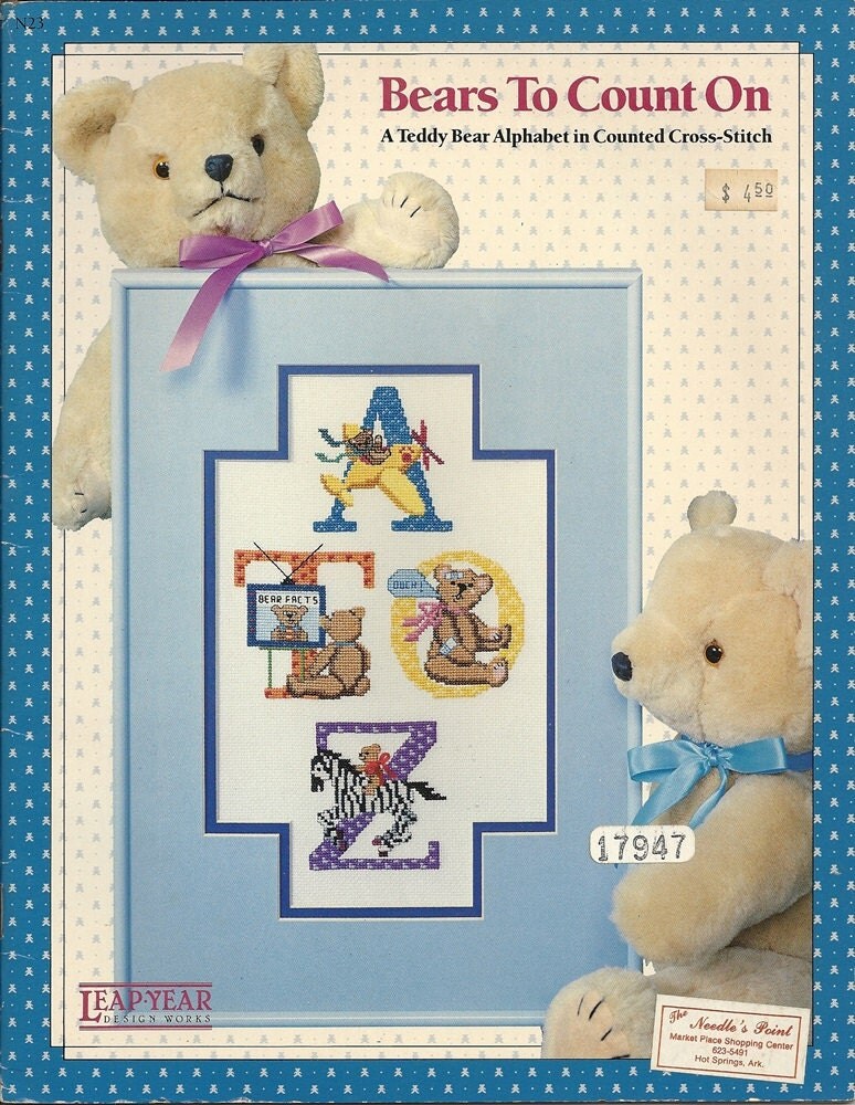 Teddy Bear Alphabet Counted Cross Stitch Pattern Leaflet Bears