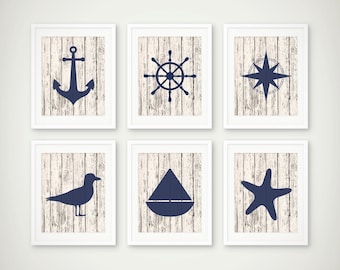 Nautical Art Print Set - Nautical Decor - Nautical Art - Set of 6 Prints