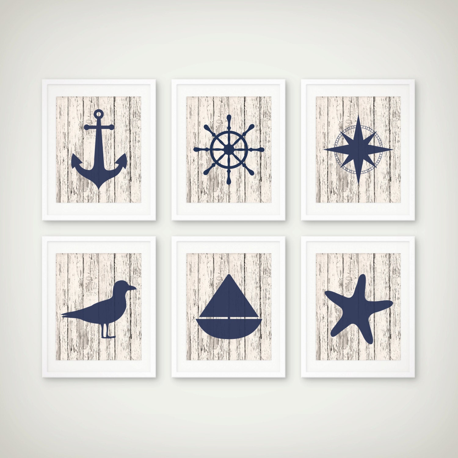 Nautical Art Print Set Nautical Decor Nautical Art Set