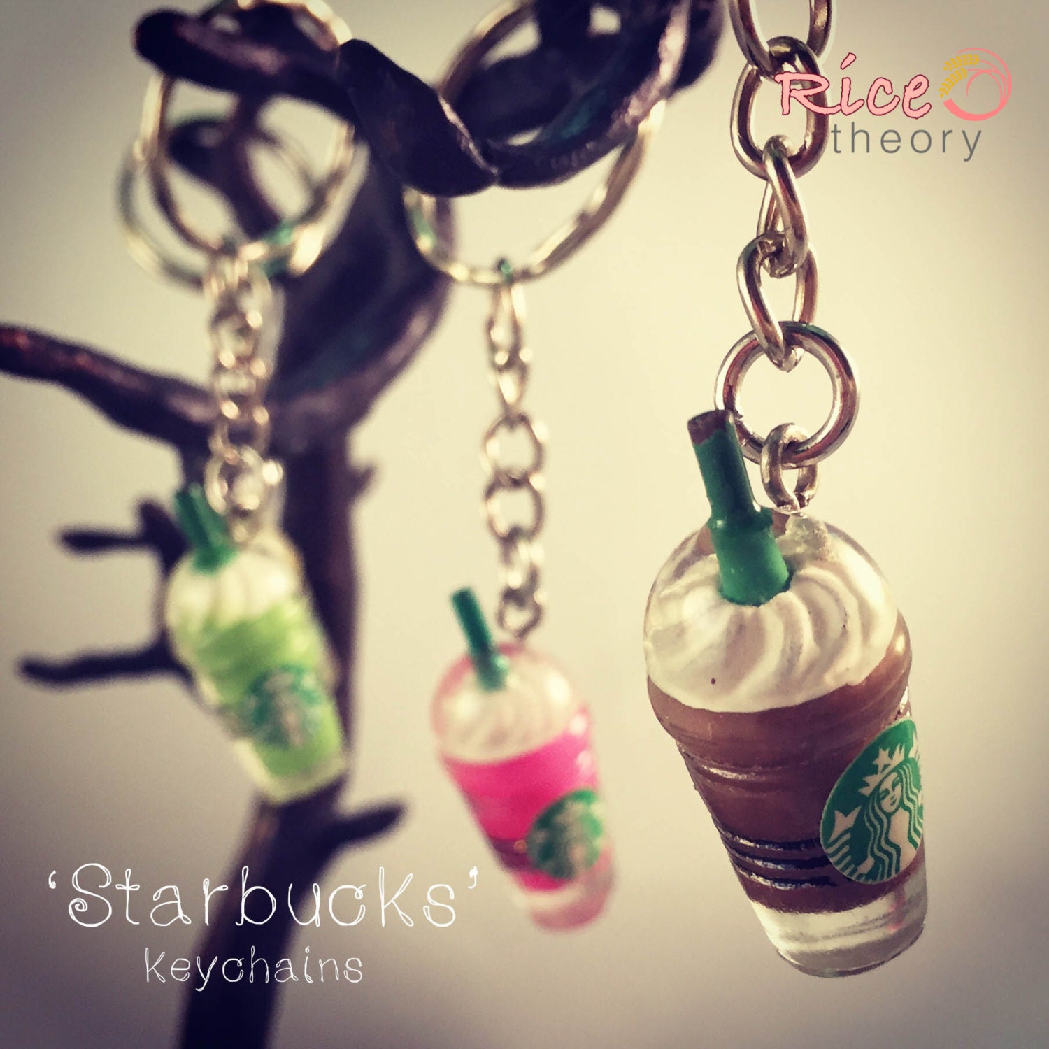 Starbucks Coffee Keychain Miniature Clay HOLIDAY by SweetsTheory