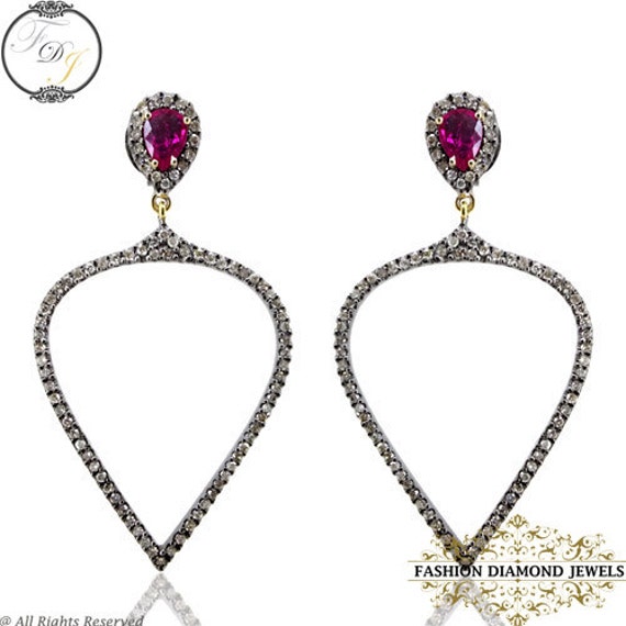Natural Diamond Pave Designer Dangle Earrings, 14K Gold 925 Sterling Silver Ruby Gemstone Diamond Fashion Earrings,14K Yellow Gold Jewelry Natural Diamond Pave Designer Dangle by fashiondiamondjewels - 웹 Natural Diamond Pave Designer Dangle Earrings, 14K Gold 925 Sterling Silver Ruby Gemstone Diamond Fashion Earrings,14K Yellow Gold Jewelry Natural Diamond Pave Designer Dangle by fashiondiamondjewels - 웹