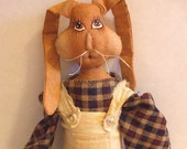 Primitive Easter Rabbit Folk Art Doll Decoration