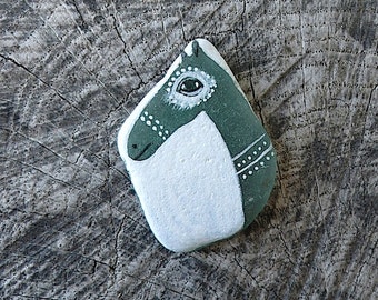 Beach Glass Horse - Sensitive, Subtle, Delicate, Sensible, Dots, Dotted, Green, Bluegreen, Totem, Animal Medicine, Spirit Animal