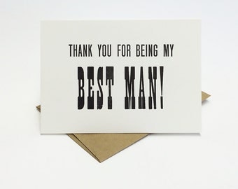 Thank You For Being My Best Man Card - letterpress best man card - thank you best man card