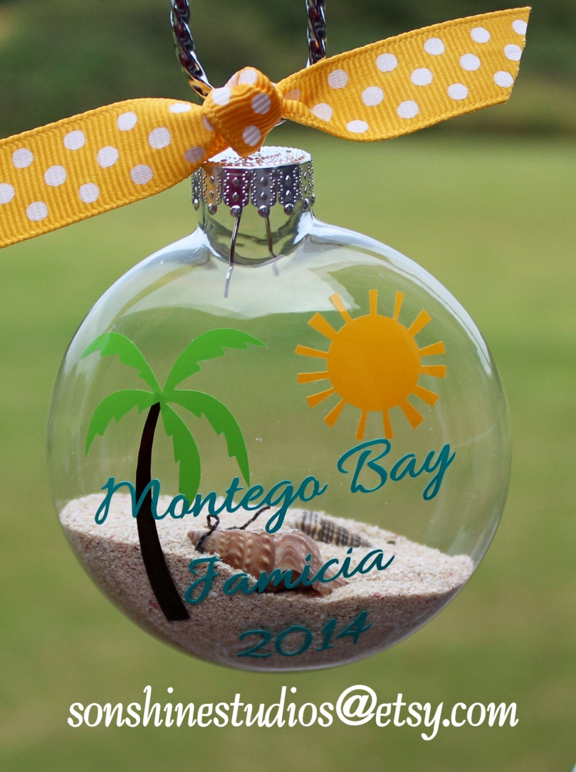 Ornament Beach Sand &amp; Shells Honeymoon/Vacation Keepsake