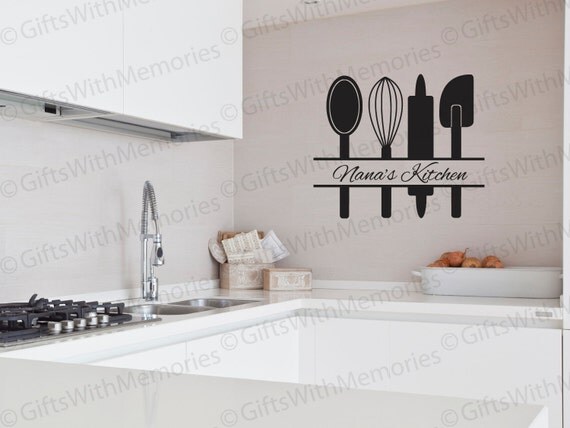 Personalized Kitchen Wall Decal - Nana's Kitchen - Kitchen Utensil Wall Decal - Custom Kitchen ...