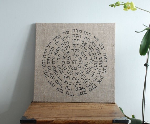 72+Names+Of+God+Painting ... Decor / Kabbalah / 100% Linen Fabric / Ready to hang 72 names of God