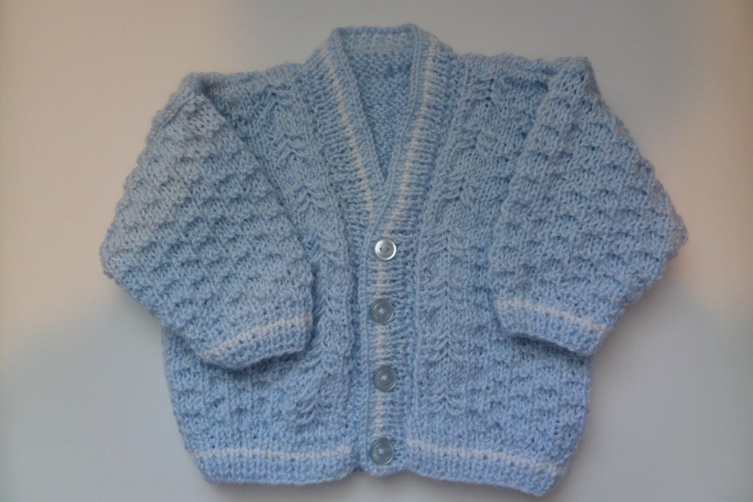 Boys Baby Sweater Hand knitted 6 month size Easy Care Baby