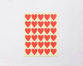 Red Heart Stickers, Valentine's Heart Stickers/ Paper Stickers, Size 23x25mm or 1" inch Heart Sticker , Set of 5 sheets or 150 hearts