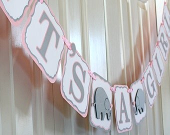 It's A Girl Elephant / Elephant Baby Shower Banner