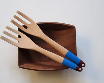 Salad Tosser - Dipped Salad Tossers - Painted Wooden Salad Tossers - Salad Tosser - Hand-Painted Salad Tossers - Modern Wooden - Kitchen