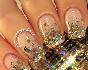 Million Dollar Gradient Nail Polish Gold Handmade Custom Glitter Topper Nail Polish Lacquer