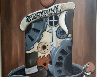 Candle Steampunk with Gears Painting