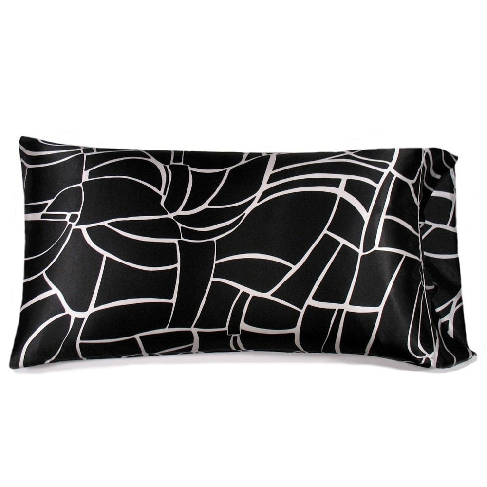 Satin Pillowcase King Size. Black and White. by ATouchofSatinLLC