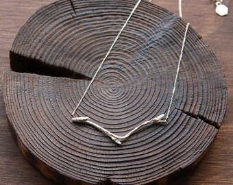 Sterling Silver Branch Necklace, Twig Necklace, Nature Inspired Jewelry, Tree Branch Twig Necklace