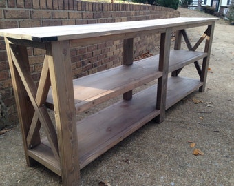 Handcrafted Rustic X Wood Console Table