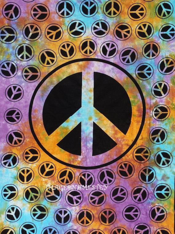 Peace Sign Tye-Dye Tapestry Tie Dye PEACE SIGN 100% by Namestey